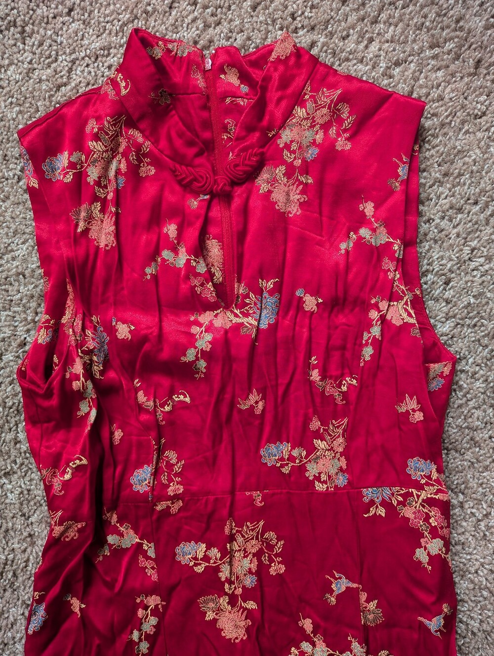 All That Jazz Y2K Chinese Inspired Floral Maxi Dress With Keyhole Neckline Small